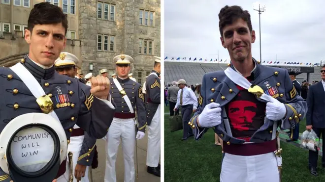 Rapone compartilhou fotosnovibet saque demorasua formatura com uma camisetanovibet saque demoraChe Guevara por baixo do uniforme