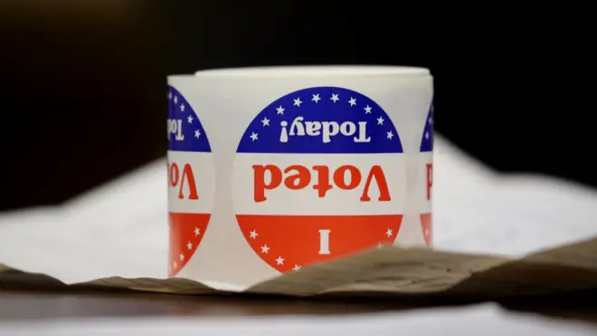 ملصق مكتوب عليه بالانجليزية "صوتت اليوم"