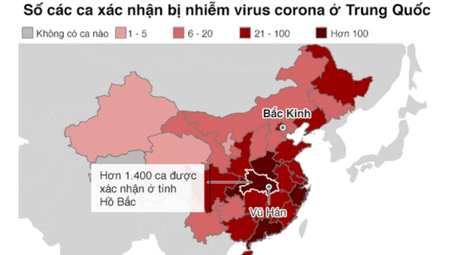 Các ca lây nhiễm coronavirus ở TQ