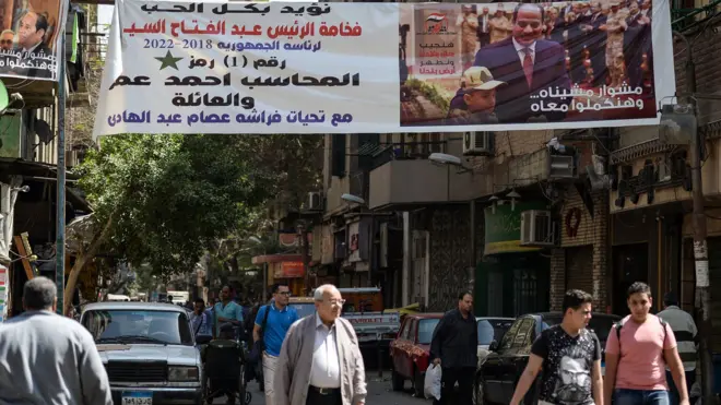 تملأ لافتات تأييد السيسي الشوارع والطرق السريعة في مصر