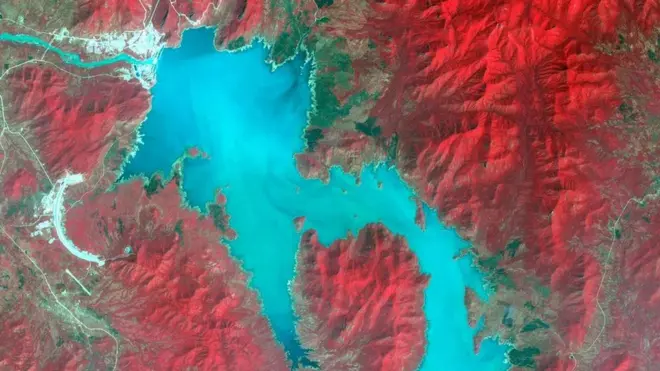 የሕዳሴ ግድብ የውሃ ሙሌቱን የሚያሳይ የሳተላይት ምስል