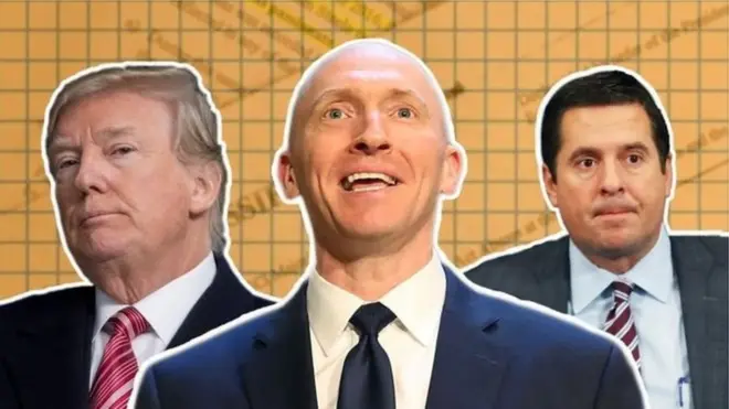 Меморандум составлен Девином Нуньесом (справа) и касается ордера на прослушивание бывшего советника Дональда Трампа Картера Пейджа (в центре)