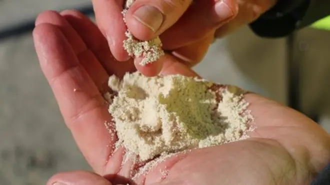 Chalky grains of calcium carbonate are the result of concentrating the CO2 that's extracted from the air