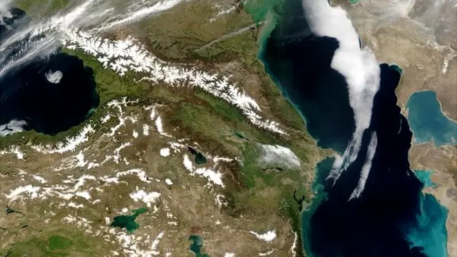 Una imagen aérea del Mar Caspio