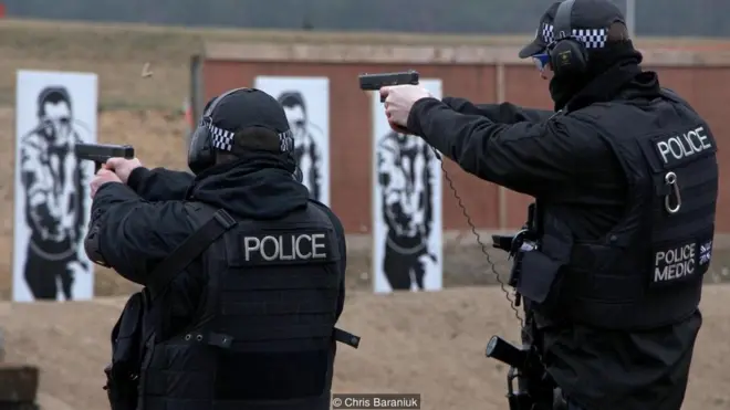 英国的核能警察经过严格的训练和演习，目的是防止对英国核电站的入侵。