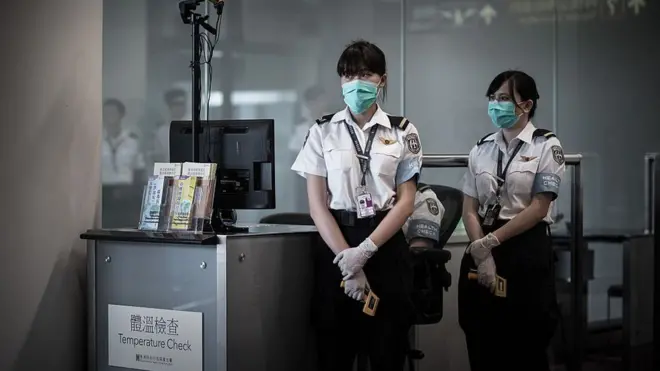 香港机场的体温检查点（资料图片）