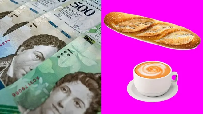 Composición con billetes venezolanos