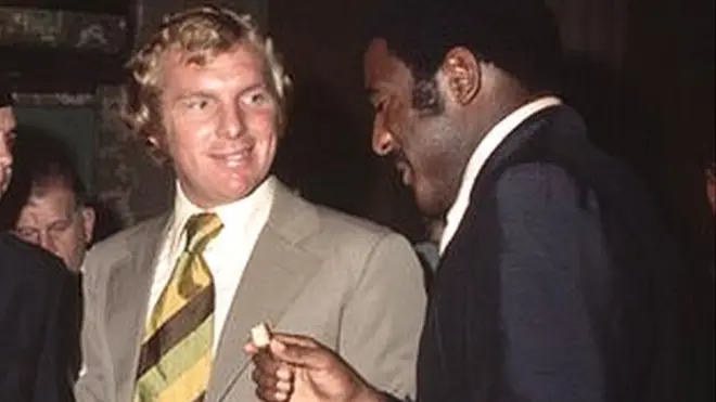 Jimmy Greaves (third left), Bobby Moore (second right) and Clyde Best (right)