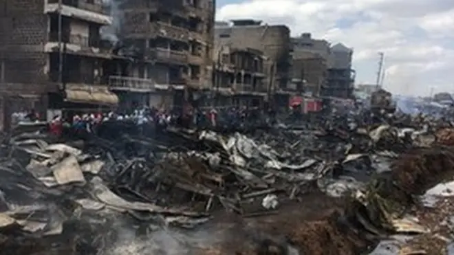 Uharibifu katika soko la GIkomba kutokana na mkasa wa moto leo
