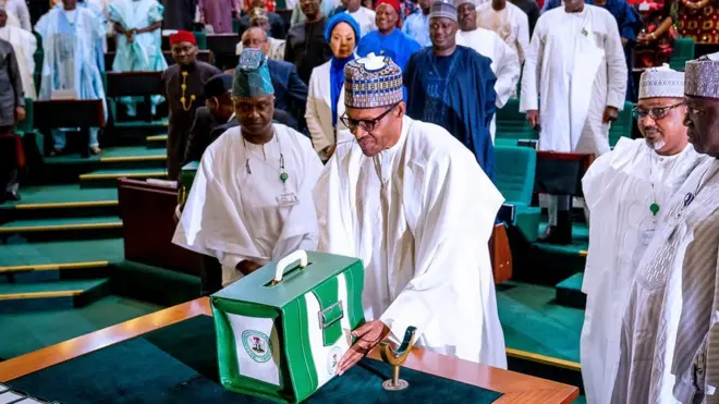 President Muhammadu Buhari as e dey President di 2020 budget estimate