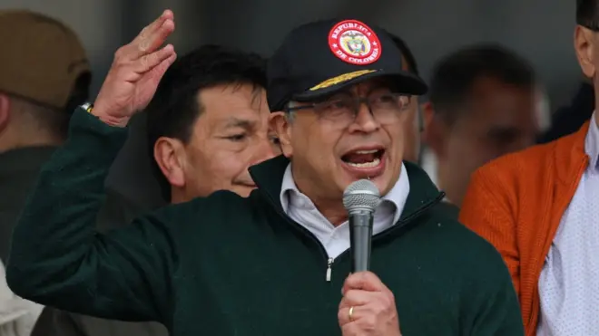 Gustavo Petro, durante su discurso este 1 de mayo.