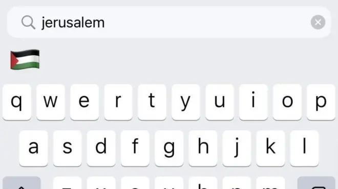 ظاهر شدن پرچم فلسطین در جستجوی آیفون هنگام تایپ اورشلیم