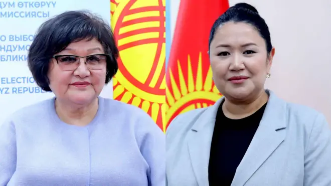 №8 жана №9 шайлоо округдарынын талапкерлери Жылдызкан Жолдошева жана Ыргал Кадыралиева