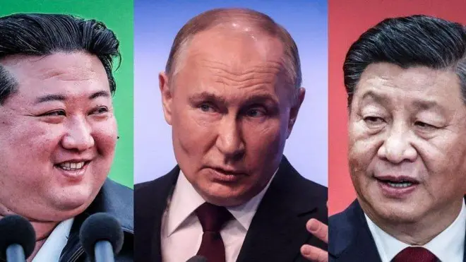 Колаж Володимир Путін, Кім Чен Ин і Сі Цзіньпін 