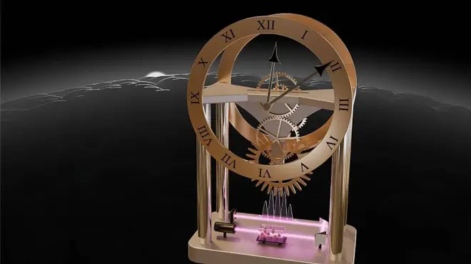 Ilustração artística de relógio nuclear