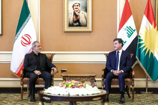 مسعود پزشکیان با بارزانی دیدار و گفتگو کرد