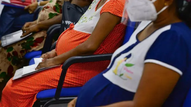 Pregnant women in Colombo, on June 9, 2021
