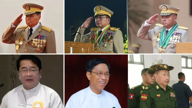 ဗိုလ်ချုပ်မှူးကြီးသန်းရွှေ၊ ဗိုလ်ချုပ်မှူးကြီးမင်းအောင်လှိုင်နဲ့ ဗိုလ်ချုပ်ကြီးရဲဝင်းဦး တို့ကိုသူတို့ဆရာဝန်တွေနဲ့တွဲပြထားတာပါ။ဒီပုံထဲမှာ လူ ၆ ယောက်ပါပါတယ်။