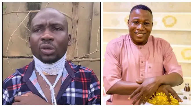 Ta ni Olohun lapa osi, o we bandeji mọ ọwọ rẹ, o fi kọ ọrun to we bandeeji naa mọ. Sunday Igboho lapa ọtun, o kọwọ lera wọn, o n rẹrin-in musẹ