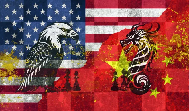 中国和美国国旗