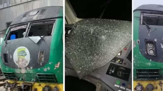 Damaged Abuja-Kaduna train wey wey Boko Haram bomb kidnap passengers