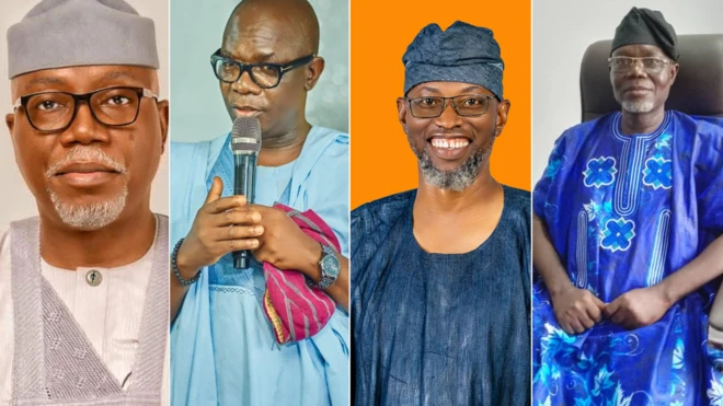 Foto of Lucky Aiyedatiwa, Agboola Ajayi, Abbas Mimiko and
Ayodele Festus Olorunfemi 