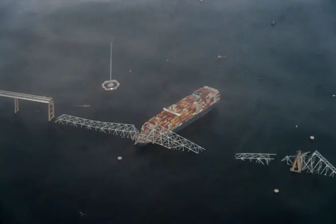 Baltimore köprüsü yıkımı havadan