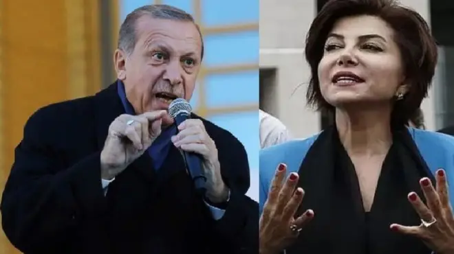 صورة للصحفية صدف كاباش والرئيس رجب طيب أردوغان
