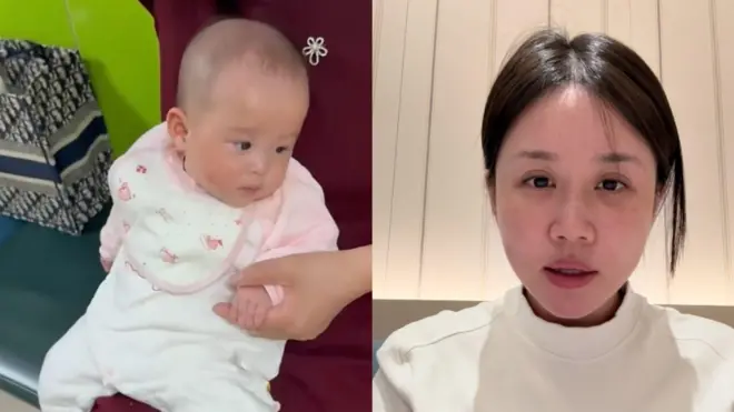 女嬰小洛熙(左)及其母親鄧蓉蓉(右)