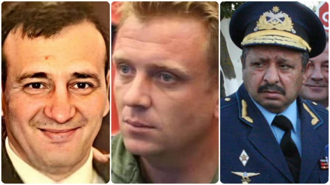 General-mayor Polad Həşimov (soldan), polkovnik Rəşad Atakişiyev (mərkəzdə), general-leytenant Rail Rzayev (sağda)