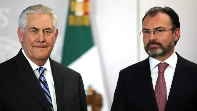 ABD Dışişleri Bakanı Rex W. Tillerson (solda) ve Meksika Dışişleri Bakanı Luis Videgaray