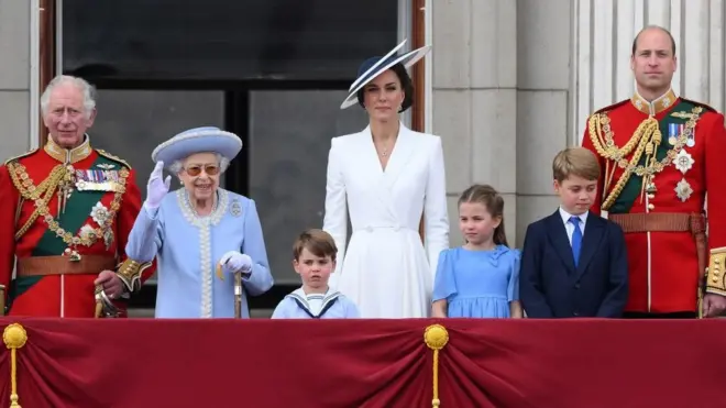 La familia real en el palacio de Buckingham