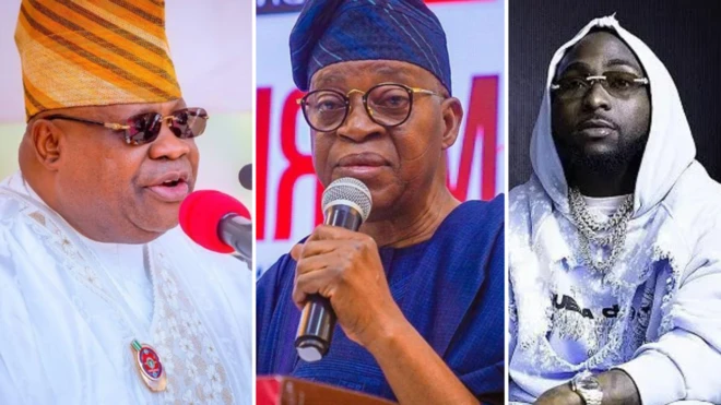 Ademola Adeleke, Gboyega Oyetola and Davido