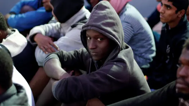 Migrants are returned to Libya after being intercepted by the Libyan navy, in Tripoli, Libya 4 November 2017