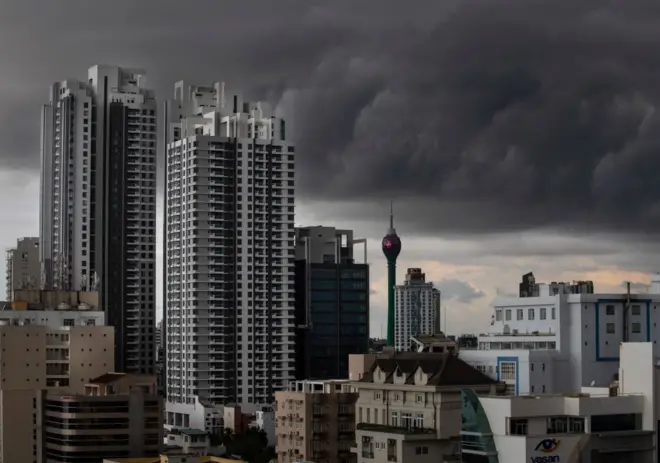 Colombo skyline with storm clouds