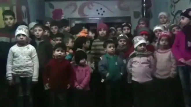 Children inside an orphanage in eastern Aleppo - December 2016