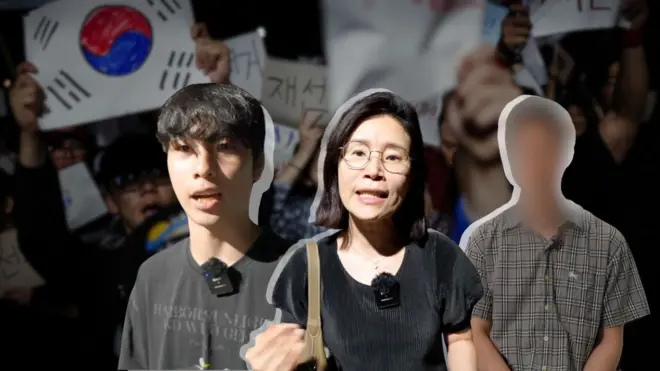 韩国地方选举示威者
