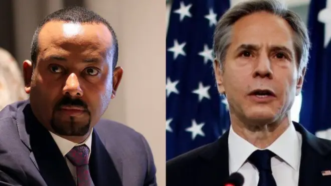 ቀዳማይ ሚንስትር ኣብይ ኣሕመድን ሚንስተር ጉዳያት ወጻኢ ኣሜሪካ ኣንቶኒ ብሊንከን