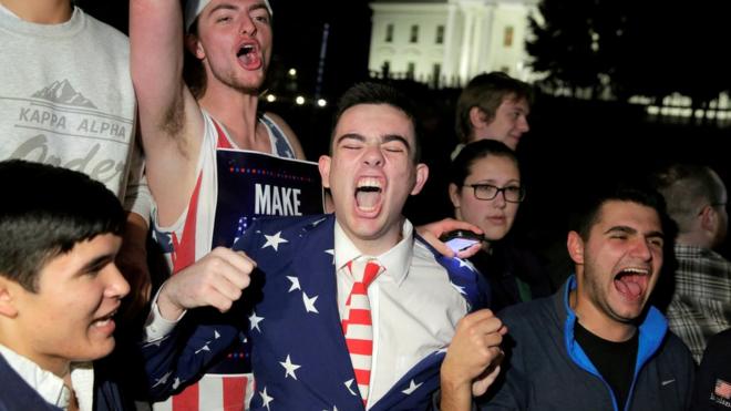 Сторонники Дональда Трампа празднуют его победу в Вашингтоне