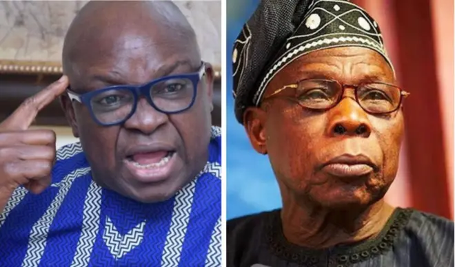 Fayose ati Obasanjo ninu aṣọ Yoruba