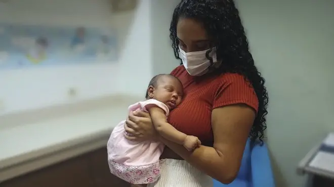 A woman participates in the World Breastfeeding Week campaign at the Instituto Fernandes Figueira Maternity Hospital, in the Flamengo neighbourhood, Rio de Janeiro, Brazil.