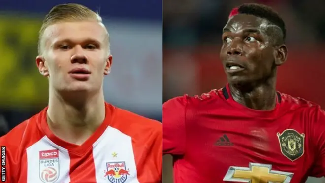 Erling Haaland (left) has been linked with a move to Manchester United, while there has been speculation Paul Pogba could leave in January