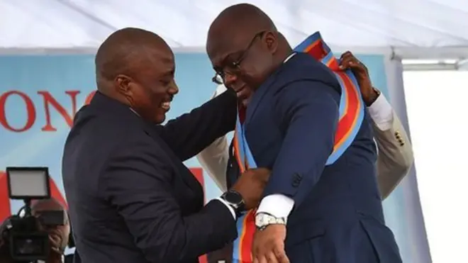 Perezida Félix Tshisekedi yambikwa ikamba ry'ubutegetsi na Perezida ucyuye igihe, Joseph Kabila