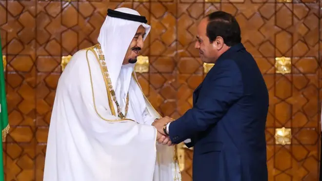 الرئيس المصري عبد الفتاح السيسي، والملك السعودي سلمان بن عبد العزيز