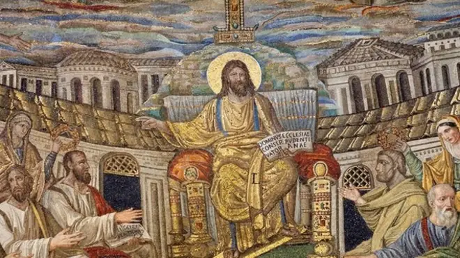 Duara ya nuru kichwani inatokana na sanaa ya zama zile - zamani ilitumiwa katika michoro ya mungu wa jua (Apollo, au Sol Invictus) lakini iliongezwa kwenye kichwa cha Yesu kuonesha utakatifu na utukufu wake