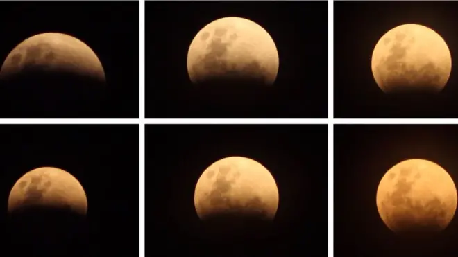 Gejala super blue blood moon seperti terlihat di Jakarta.