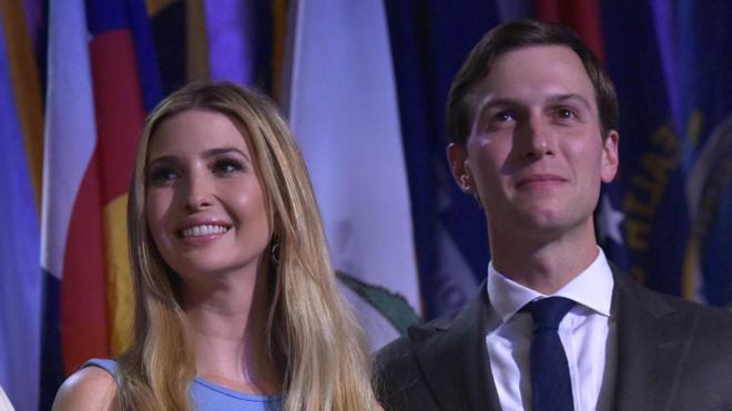 Ivanka Trump and her husband Jared Kushner during election night at the New York Hilton Midtown in New York