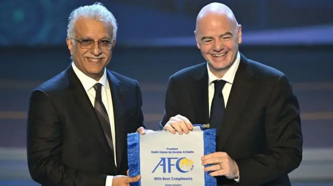 Presiden FIFA Gianni Infantino dan Presiden AFC Salman bin Ibrahim Al Khalifa