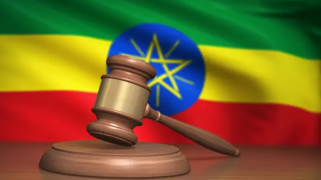 የኢትዮጵያ ባንዲራ እና መዶሻ