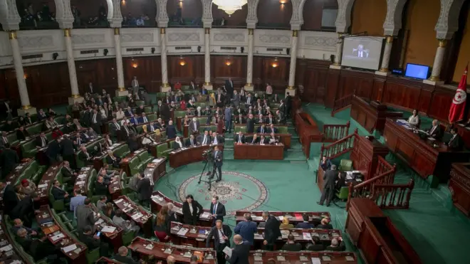 Le parlement tunisien lors d'un vote de défiance à Tunis, le 11 janvier 2020.